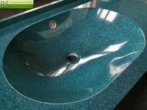 Granite LAKE MICHIGAN in real on our countertop with integrated washbasin